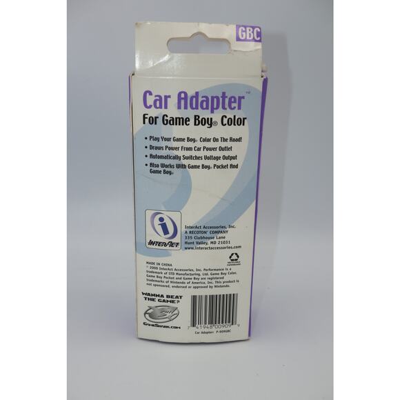 New Open Box Game Boy Color Car Adapter Performance InterAct Accessories - Picture 7 of 12